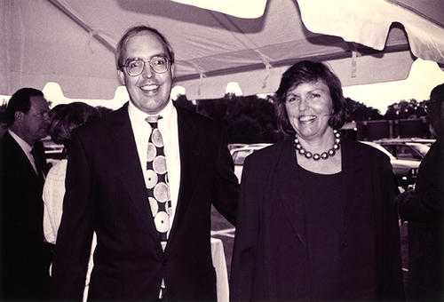 Reynolds Lassiter (center left) and Barbara Babcock Millhouse (center right) smile for the camera.