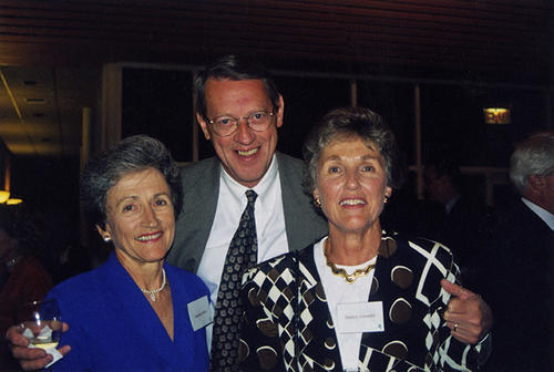 Harriet and Elms Allen (left and center) and Nancy Cramer (right) pose for a photo.