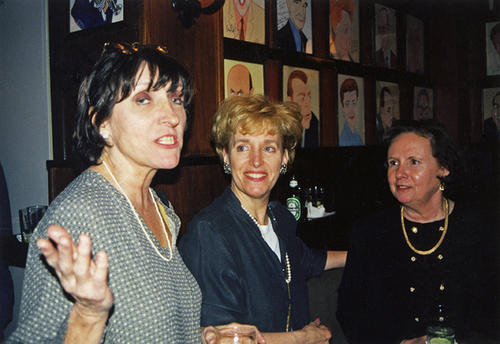 Nancy Dawson-Sauser (left) chats with Lynn Eisenberg (center) and Nancy Gwyn (right) at the famous Sardi's.