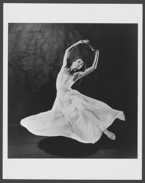Inscribed on back: Jeanne Ruddy; Dance alumna; Former Graham Principal. Photo used in 1990 School of Dance brochure.